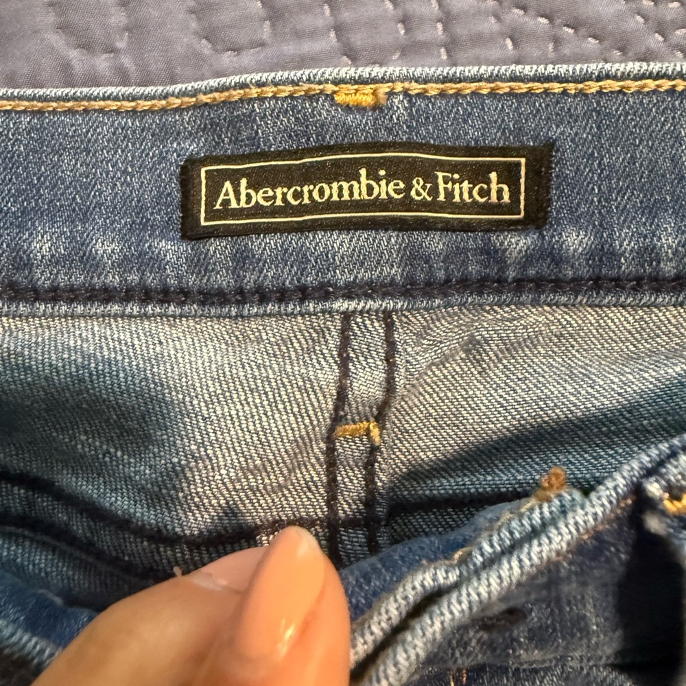 Abercrombie & Fitch Light Blue Distressed Jean Shorts - Picture 3 of 4